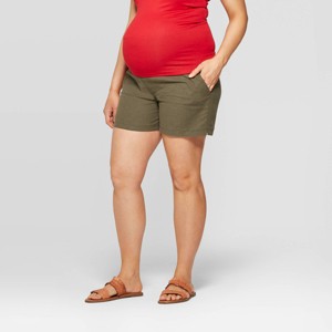 Maternity Pull-On Adjustable Band Twill Shorts - Isabel Maternity by Ingrid & Isabel Olive XL, Women