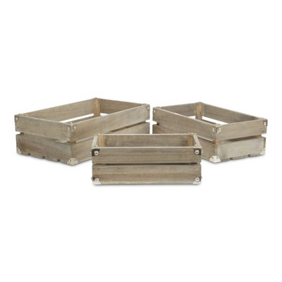 Cheung's Rustic Farmstead Studded Rectangular Wood Crate Set