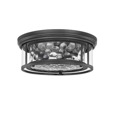 Matte Black and Clear Glass 3-Light Flush Mount Fixture