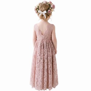 2Bunnies Girls' 12M-12yr Paisley All-Over Lace V Back Sleeveless Maxi  Flower Girl Dress Dusty Pink 12 months : Target