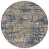 Navy Blue And Beige Geometric Washable Indoor Outdoor Area Rug - 4 of 4