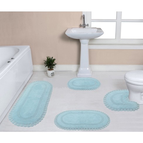 Set Of 3 Hampton Crochet Collection Aqua Cotton Reversible Tufted Bath Rug  Set - Home Weavers : Target