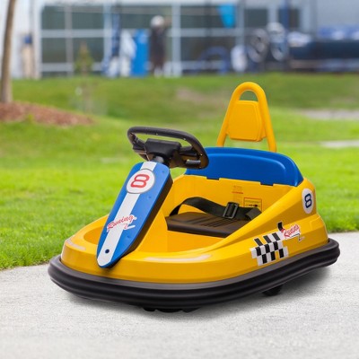 Yellow 6V Electric Ride-On Bumper Car with Music and LED Lights