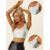 INSPIRE CHIC Women's Metallic Cropped One-Shoulder Party Cropped Holographic Tank Tops - 2 of 4