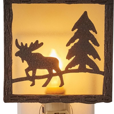 Rustic Moose and Pine Tree Lodge Style Night Light