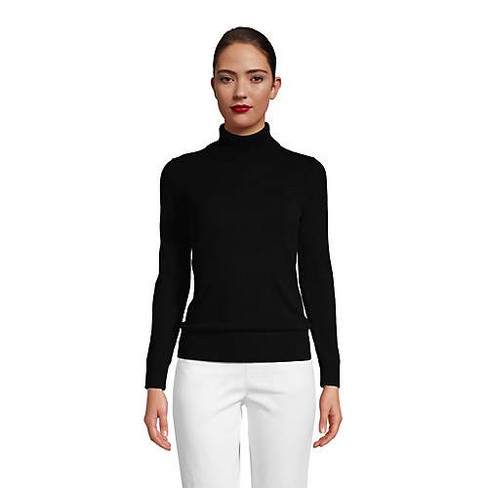 Lands' End Women's Cashmere Turtleneck Sweater - Medium - Black : Target