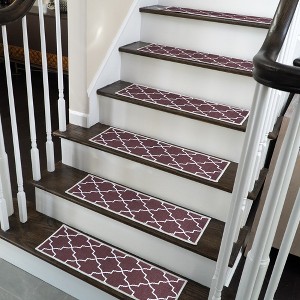 SussexHome Lattice Design Cotton Anti-Slip Stair Treads, 9” X 28“ - 1 of 4