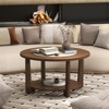 Tangkula Round Coffee Table w/ 2-Tone Tabletop & Open Storage Shelf Wood Support Legs - 4 of 4