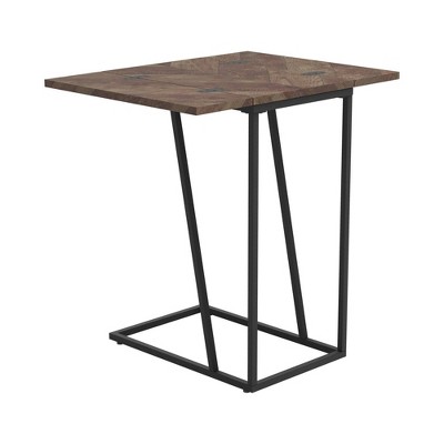 Accent Table with Wooden Extendable Top and Metal Frame Brown/Black - Benzara