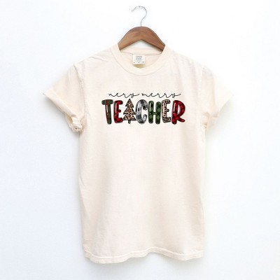 Simply Sage Market Women's Very Merry Teacher Plaid Short Sleeve Garment Dyed Tee