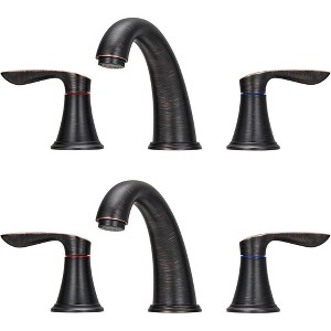 Whizmax 8 Inch Bathroom Faucets for Sink 3 Hole, Widespread Brushed Nickel Bathroom Faucet with Pop up Drain and cUPC Lead-Free Hose,2 Packs - 1 of 4
