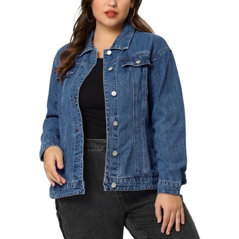 Agnes Orinda Women's Plus Size Outerwear Button Front Washed Casual ...