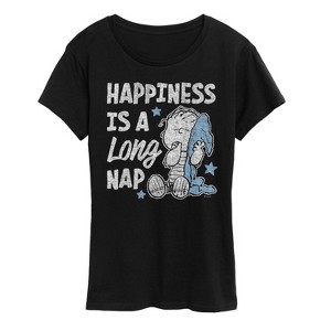 Women's - Peanuts - Linus Happiness Is A Long Nap Short Sleeve Graphic T-Shirt - 1 of 4