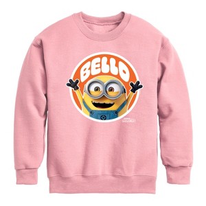 Boys' - Despicable Me Minions - Hello Bello Minion Graphic Long Sleeve Fleece Sweatshirt - 1 of 3
