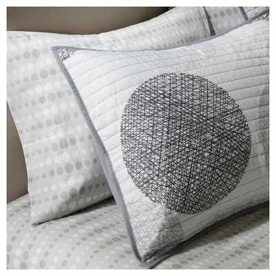 California King Gray Microfiber Reversible Quilt Set with Cotton Sheets