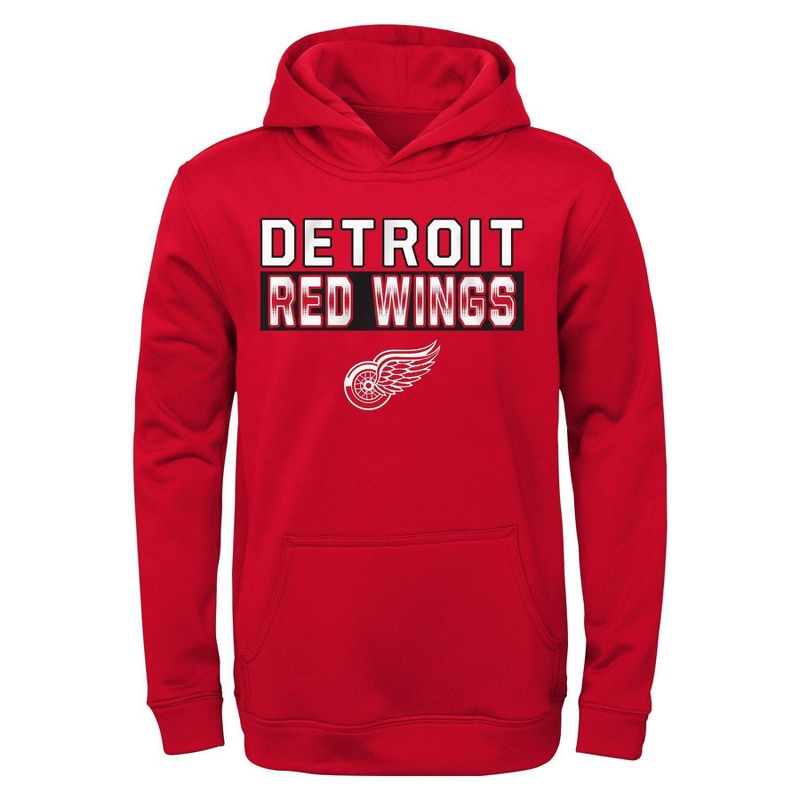 NHL Detroit Red Wings Boys&#39; Poly Fleece Hooded Sweatshirt, 1 of 2
