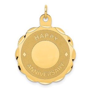 Black Bow Jewelry 14k Yellow Gold Happy Anniversary Circle Charm or Pendant, 22mm - 1 of 4