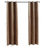 vidaXL Blackout Curtains with Rings 2 pcs Beige 37"x63" Velvet - 4 of 4