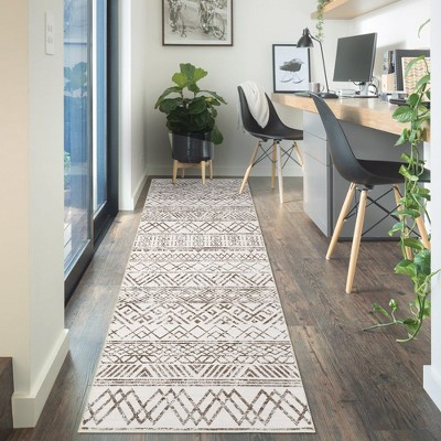 Boho Machine Washable Area Rug Modern Geometric Non-Slip Accent Rug Farmhouse Carpet