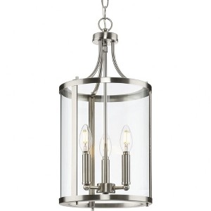 Progress Lighting Gilliam 3-Light Chandelier, Brushed Nickel, Clear Glass Shade - 1 of 1