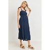 Hello Miz Women's Sleeveless Smocked Tie Shoulder Maternity Midi Dress - 2 of 4