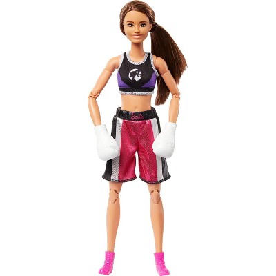 Barbie Careers Fashion Doll & Accessories, Made to Move Brunette Boxer