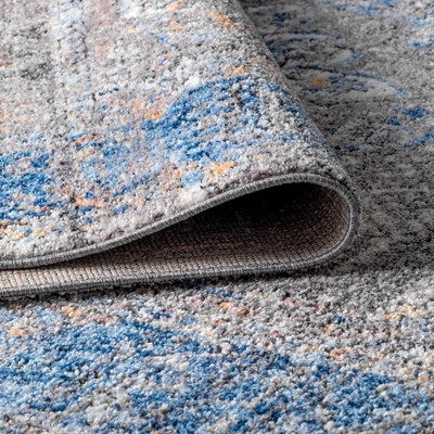 Anatolia Medallion Peacock Blue and Gray Easy-Care Area Rug
