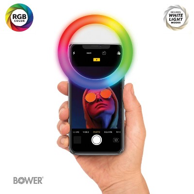 Universal White RGB Clip-On LED Ring Light for Smartphones