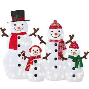 Best Choice Products 2D Lighted Snowman Family Set Outdoor Yard Décor w/ LED Lights - 1 of 4