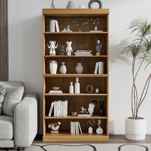 PexFix 62"x31"x16" Wood Bookshelf with Adjustable Shelves in Natural Color - 1 of 4
