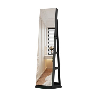 Dolonm Standing Jewelry Cabinet with Full-Length Mirror, Lockable Storage