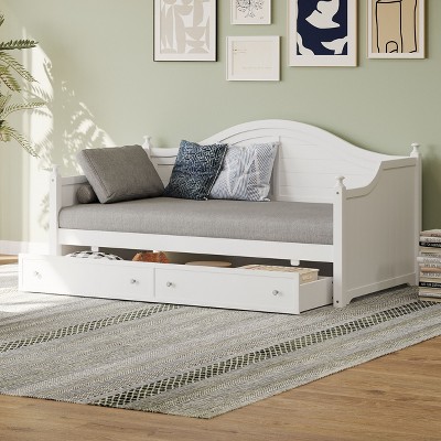 NicBex Twin Size Daybed with 2 Drawers,Wooden Sofa Bed with Handrail for Living Room,Bedroom