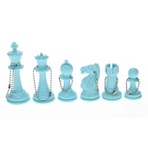 New Keychain Bag Tag Chess Pieces -Includes 16 pieces in Assorted Colors - 1 of 1