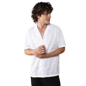 Campus Sutra Men Men's Chalk White Embroidered Circular Shirt - 1 of 3