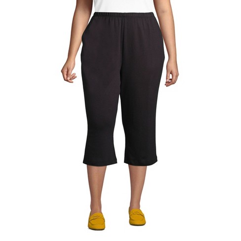Lands' End Women's Plus Size Sport Knit High Rise Elastic Waist Pull On Capri  Pants - 3x - Black : Target