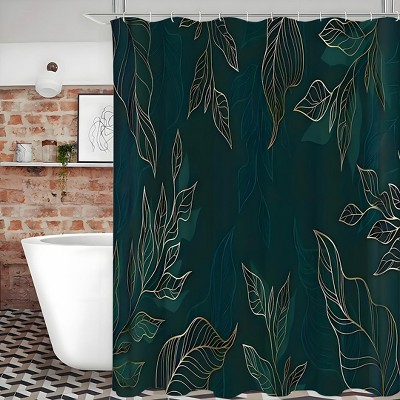 Paaaawaters 1pc Waterproof Green Leaf Shower Curtain - Stylish & Durable,Proof, Machine Washable