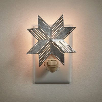 Rustic Silver Star Metal Night Light
