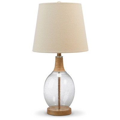 Clayleigh 23.5" Beige and Clear Glass Table Lamp Set with Rope Detail