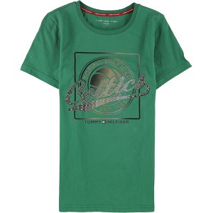 Tommy Hilfiger Womens Celtics Rhinestone Logo Embellished T-Shirt, Green, Small - 1 of 2