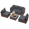UPHA 5-Piece Rattan Patio Sofa Conversation Set with Cushions - 2 of 4