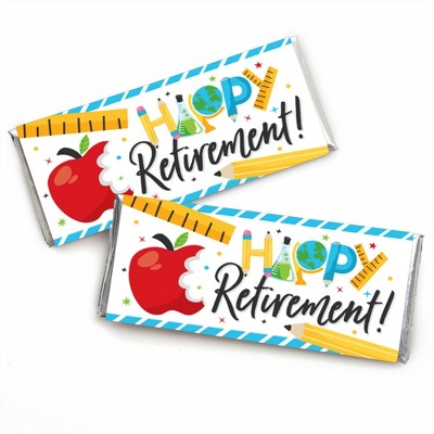 Big Dot of Happiness Teacher Retirement - Candy Bar Wrapper Happy Retirement Party Favors - Set of 24