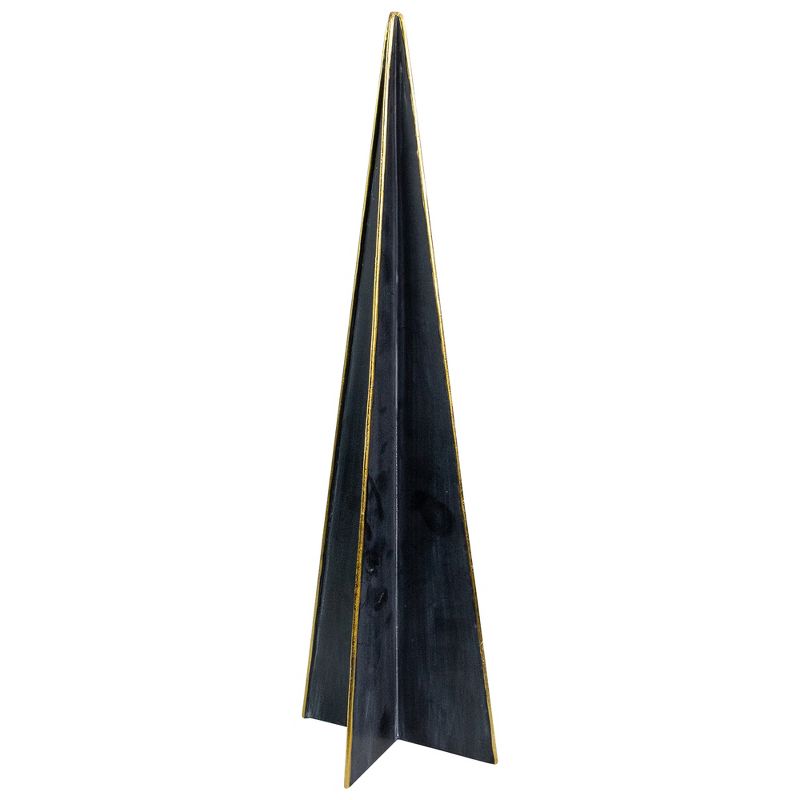 Northlight 15" Blue and Gold Triangular Christmas Tree Tabletop Decor, 1 of 8