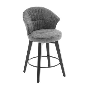 Lyngins Wingback Swivel Bar Stools Set of 2 with Curved Backrest,Kitchen Chairs with Wood Legs,Chenille Counter Stools for Kitchen Island - 1 of 4