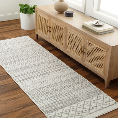 Louise Gray and White Synthetic Oval Area Rug 5' x 8'