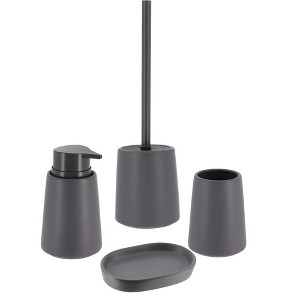 Evideco French Home Goods 4-Piece Bathroom Accessory Set - Soap Dispenser, Tumbler, Soap Dish, Toilet Brush with Holder - 1 of 4