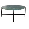 HomeRoots 32" Green and Charcoal Genuine Marble Round Coffee Table - 4 of 4