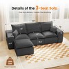 Kayamas 107'' Soft Corduroy Modular L-Shaped Sectional Sofa, 3-Seater Couch with Movable Ottoman for Living Room - 3 of 4