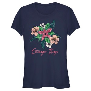 Juniors Womens Stranger Things Demogorgon Hidden Flower T-Shirt - 1 of 4