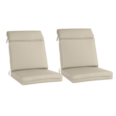 Aoodor 2Pcs Outdoor High Back Dining Chair Cushion Set, Fade and Water Resistant Polyester Fabric Cover with Ties and Zipper
