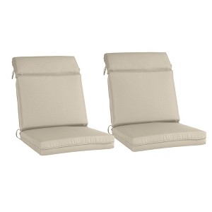 Aoodor 2Pcs Outdoor High Back Dining Chair Cushion Set, Fade and Water Resistant Polyester Fabric Cover with Ties and Zipper - 1 of 4